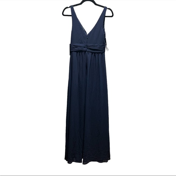 Lulus RUCHED A-LINE CHIFFON MAXI Dress, New with Tags, Navy - Picture 3 of 5